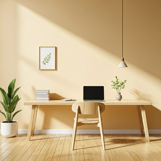 A minimalist interior with natural light and restrained material choices
